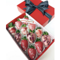 12pcs Red Marble & Rose Petals Chocolate Strawberries Gift Box